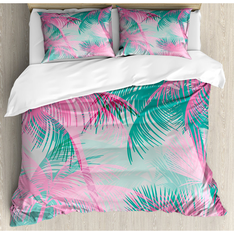 Ambesonne store Palm Leaf Queen Duvet set